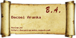 Becsei Aranka névjegykártya